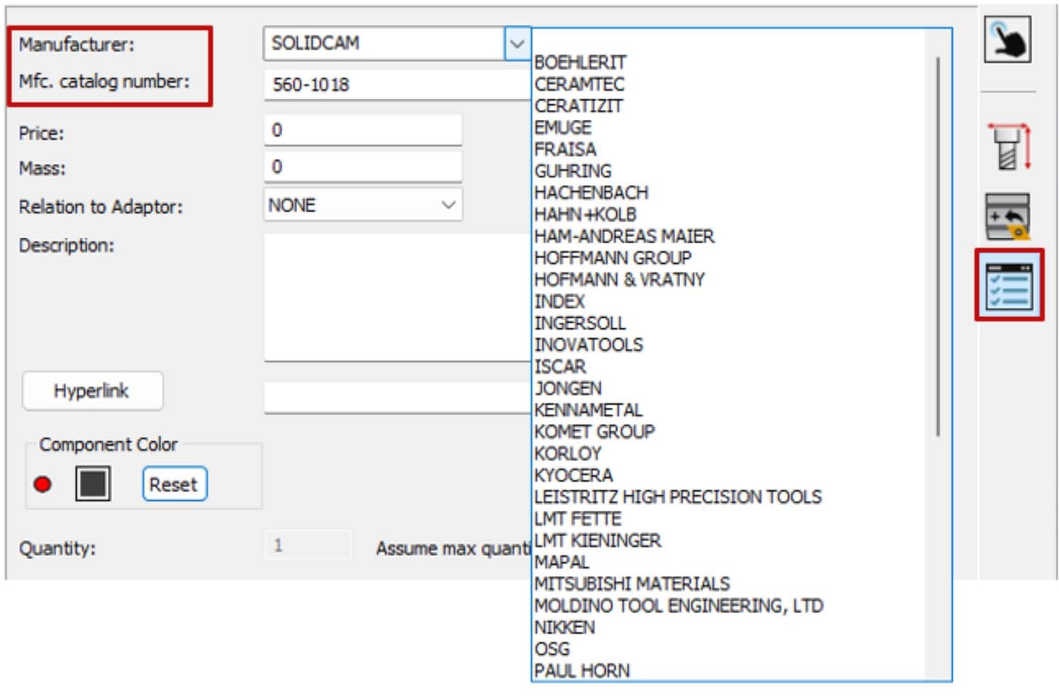 Manufacturer and Mfc. Catalog number