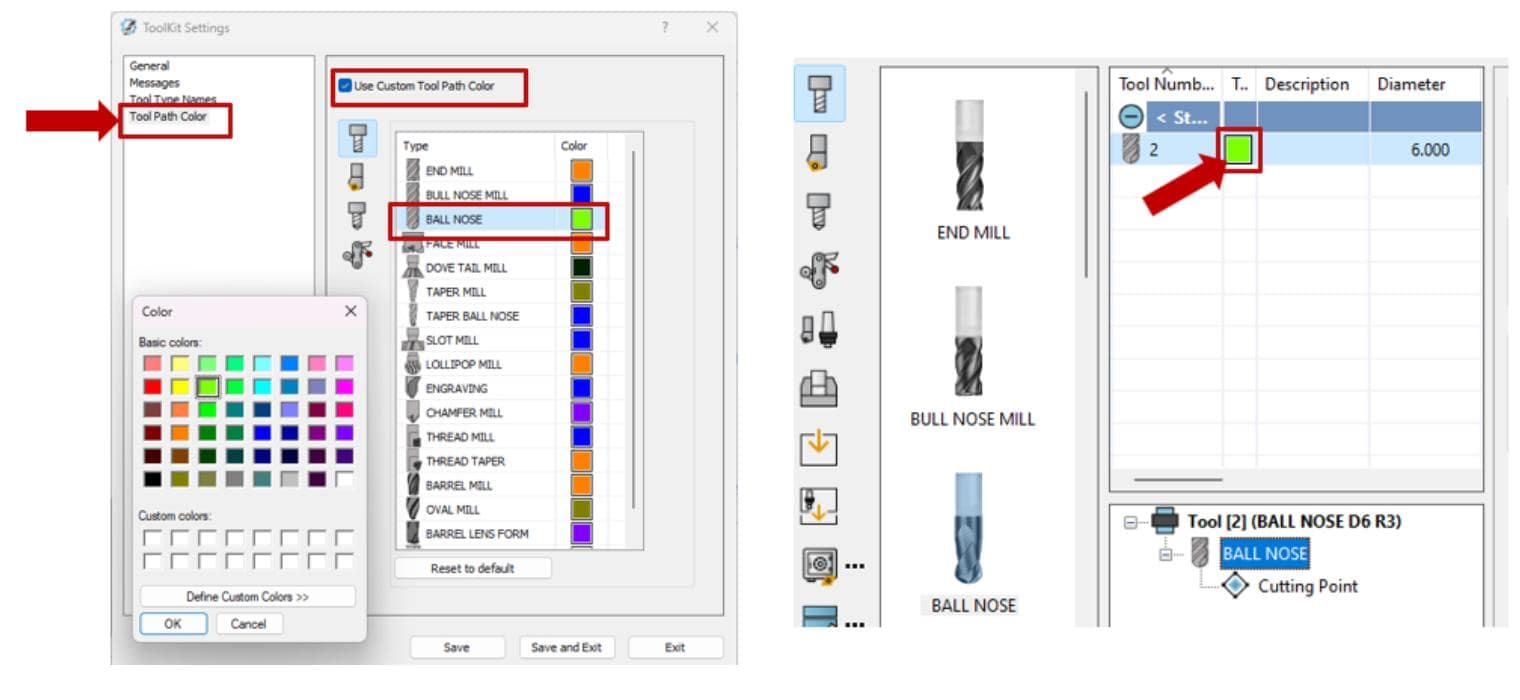 Custom Tool-Path color